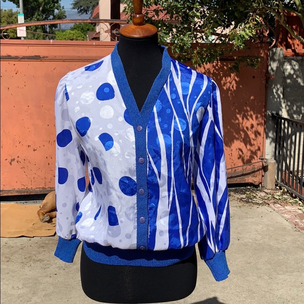 COPY - Blue and white polka dots blouse